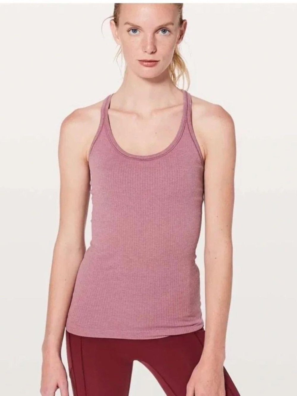 Ribbed EBB To Street Scoop Neck Tank Top - Dusty Rose Size 12
